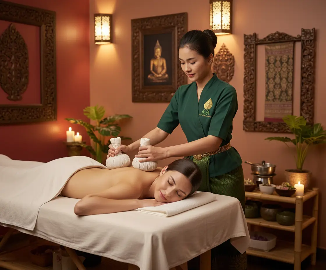 Kräuterstempel Massage