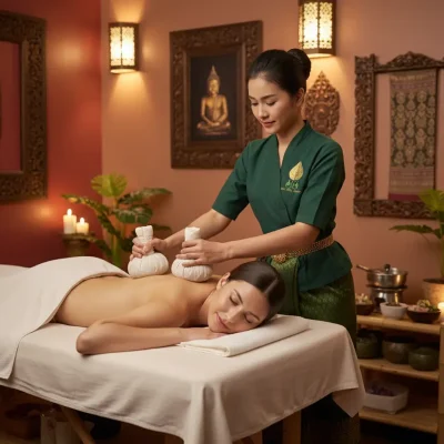 Kräuterstempel Massage